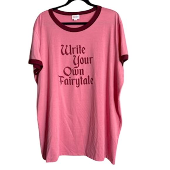 LuLaRoe 3XL Pink Liv Tee Write Your Own Fairytale - Picture 1 of 5